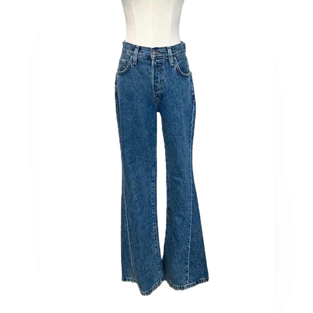 FAVORITE DAUGHTER Jeans The Valentina Flare Super High Rise Denim Blue Size 25 - Picture 3 of 11